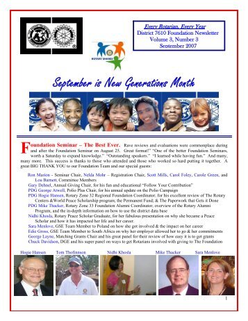 September is New Generations Month - Rotary District 7610