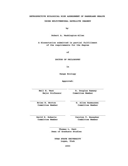 Retrospective Ecological Assessment - Remote Sensing and GIS ...