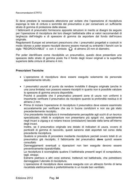 Raccomandazioni ETRTO Edizione 2012 - Pneumatici sotto controllo