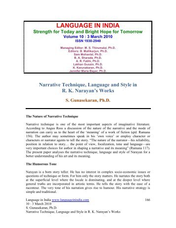 narative technique ,language and style in r - Language in India