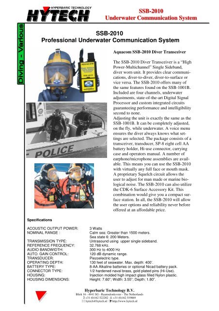 SSB-2010 Professional Underwater Communication System.pub