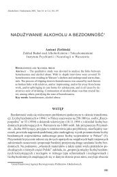 naduÂ¯ywanie alkoholu a bezdomnoÅÄ1 - Instytut Psychiatrii i ...