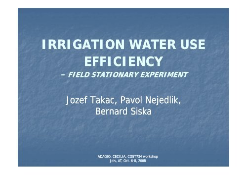 Irrigation Water Use Efficiency IWUE [ kg/mm ] - adagio