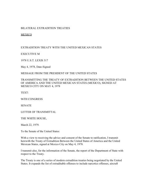 BILATERAL EXTRADITION TREATIES MEXICO EXTRADITION ...