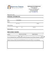 Application For Staff Employment - Brewton-Parker College