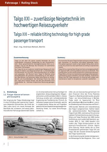 Talgo XXI Ã¢ÂÂ zuverlÃÂ¤ssige Neigetechnik im hochwertigen ...