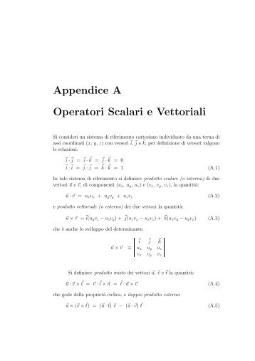 Appendice A Operatori Scalari e Vettoriali - INFN