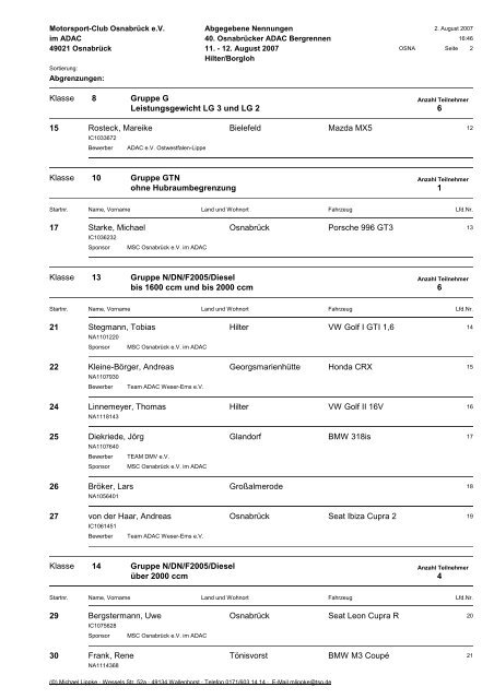 und Tourenwagen historisch ohne Hubraumbegrenzung (GLP) 5 1 ...