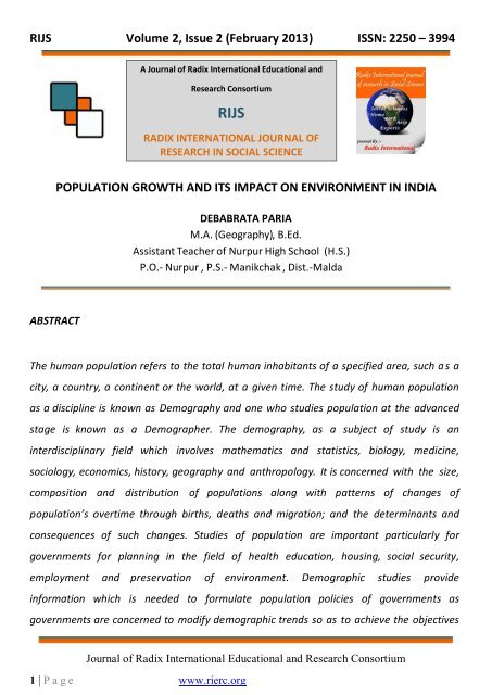 Effects Of Population Growth On Environment