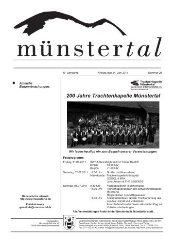 200 Jahre Trachtenkapelle Münstertal