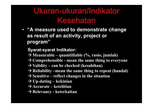 IKM8-Ukuran dan Indikator Kesehatan Masyarakat - Suyatno, Ir., MKes