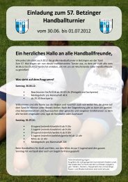 Einladung zum 57. Betzinger Handballturnier - TV Stetten Handball