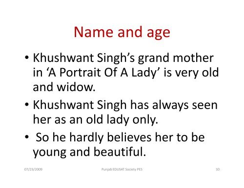 CHARACTER SKETCH - Grandmother - SSA Punjab