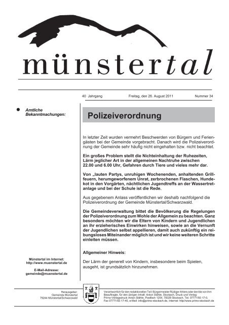 Polizeiverordnung - Münstertal