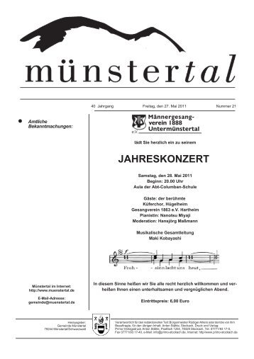 JAHRESKONZERT - Münstertal