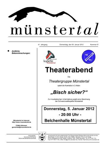 Einladung zum Dreikönigstreffen mit der Seniorenschaft - Münstertal