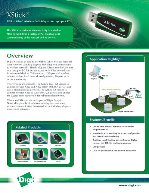 XStick USB to XBee Wireless PAN Adapter - Delmation