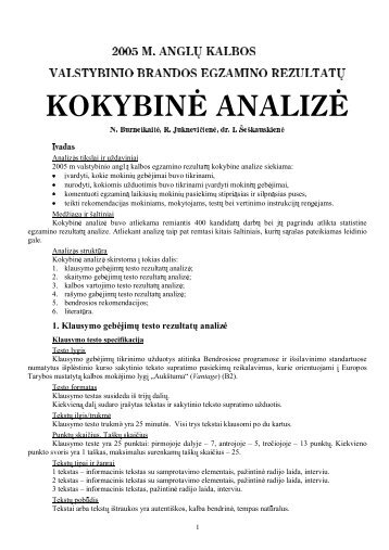 KOKYBINÄ ANALIZÄ - Nacionalinis egzaminÅ³ centras