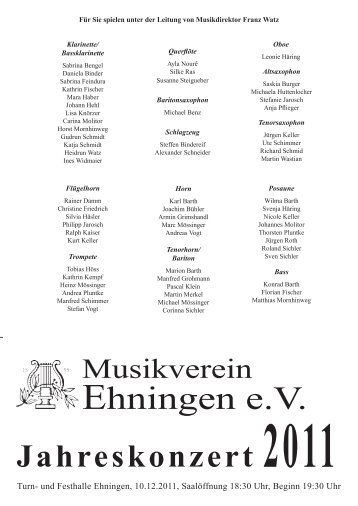 jahreskonzert 2011 â€žbÃ¶hmische 13â€œ - Musikverein Ehningen eV