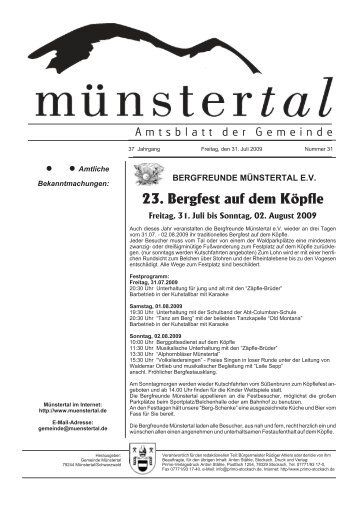 23. Bergfest auf dem Köpfle - Münstertal