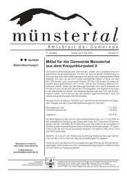 Mittel für die Gemeinde Münstertal aus dem Konjunkturpaket II