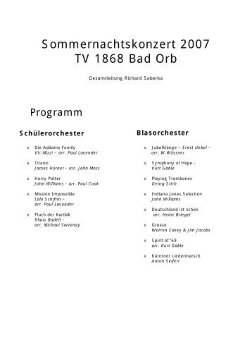 Schülerorchester Blasorchester - TV Bad Orb