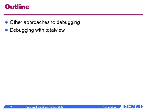 Guidelines on debugging and introduction to Totalview