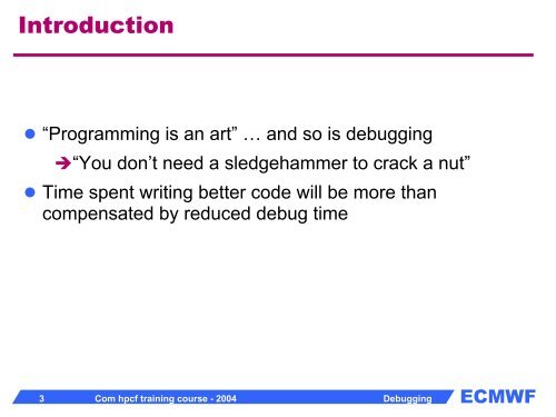 Guidelines on debugging and introduction to Totalview