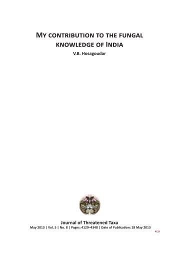 My contribution to the fungal knowledge of India VB Hosagoudar ...