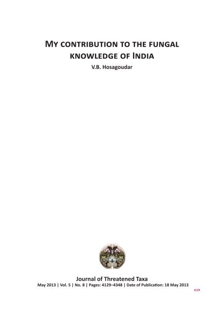 My contribution to the fungal knowledge of India VB Hosagoudar ...