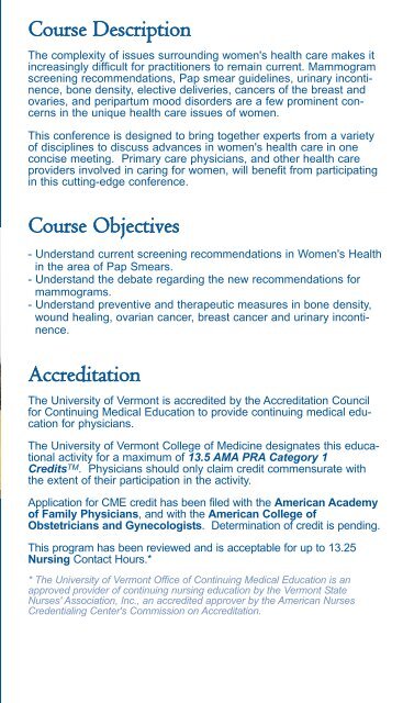 WOMEN'S HEALTH CONFERENCE Perception, Prevention and ...