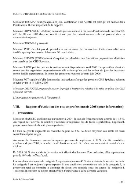 Procès-verbal de la réunion du Comité Hygiène et Sécurité ... - Inrap