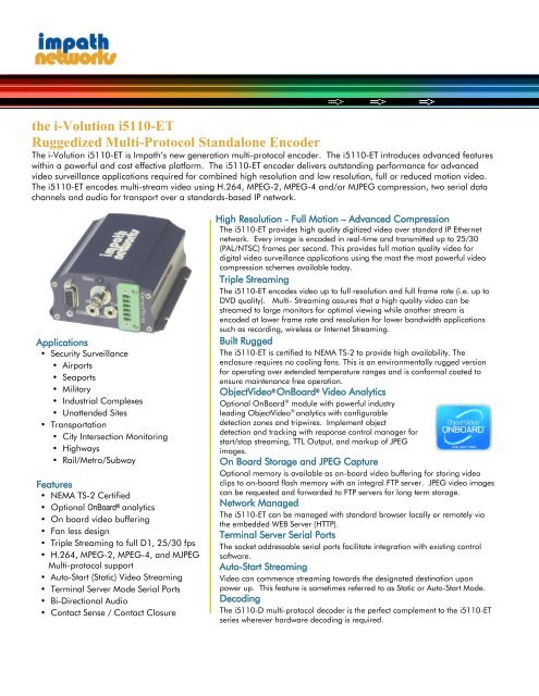 the i-Volution i5110-ET Ruggedized Multi ... - iMPath Networks