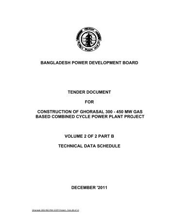 Tender Document for Construction of Ghorasal 300-450 MW ... - BPDB