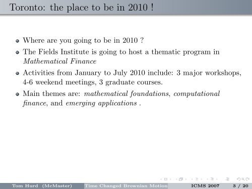 Credit Risk Models Based on Time Changed Brownian Motion - ICMS