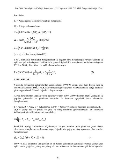 van gÃ¶lÃ¼ hidrolojisi ve kirliliÄi konferansÄ± bildiri kitabÄ±