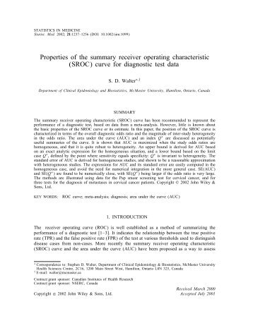 (SROC) curve for diagnostic test data - Evidence-Based ...