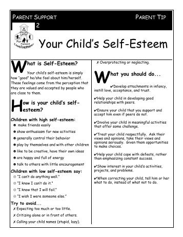 Your Child's Self-Esteem - Department of Child & Family Studies