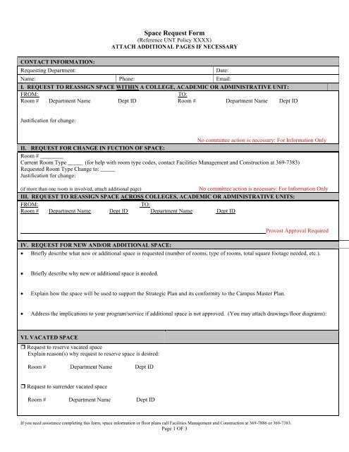 Space Request Form - Facilities