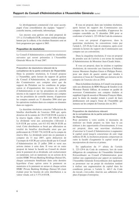 Document de rÃ©fÃ©rence Ã  fin 2006 - HSBC