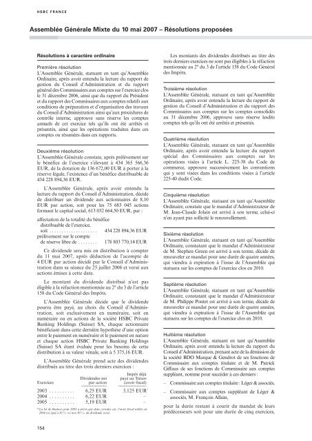 Document de rÃ©fÃ©rence Ã  fin 2006 - HSBC