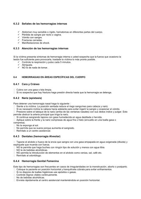 MANUAL PRIMEROS AUXILIOS Capitulos