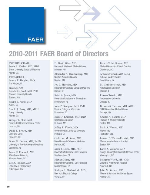 FAER_2011_Annual_Report - Foundation for Anesthesia Education ...