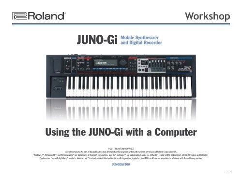 JUNOGiWS06Ã¢Â€Â”Using the JUNO-Gi with a Computer - Roland UK