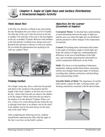 Chapter 4. Angle of Light Rays and Surface Distribution: A - NASA