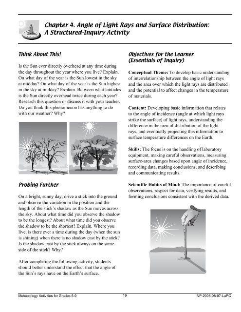 Chapter 4. Angle of Light Rays and Surface Distribution: A - NASA