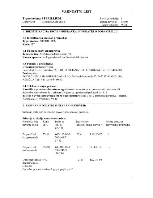 VARNOSTNI LIST