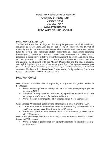 Puerto Rico Space Grant Consortium - NASA