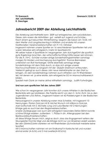 JahresBericht 2009 - TV Grenzach