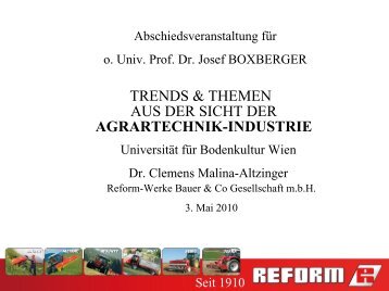 TRENDS & THEMEN AUS DER SICHT DER AGRARTECHNIK ...